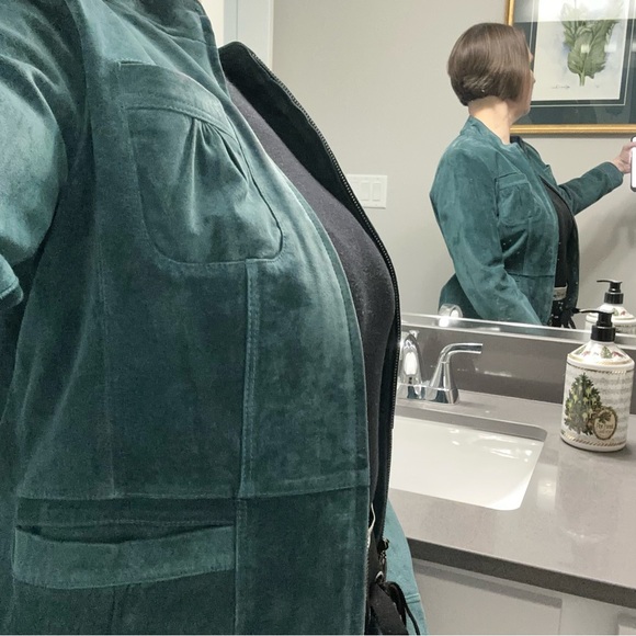 NWOT Casual Corner Teal Leather Suede Jacket size S - Picture 4 of 11